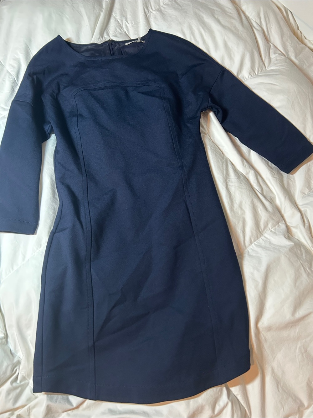 Trina Turk Navy Tailored Three-Quarter Sleeve Mini Dress